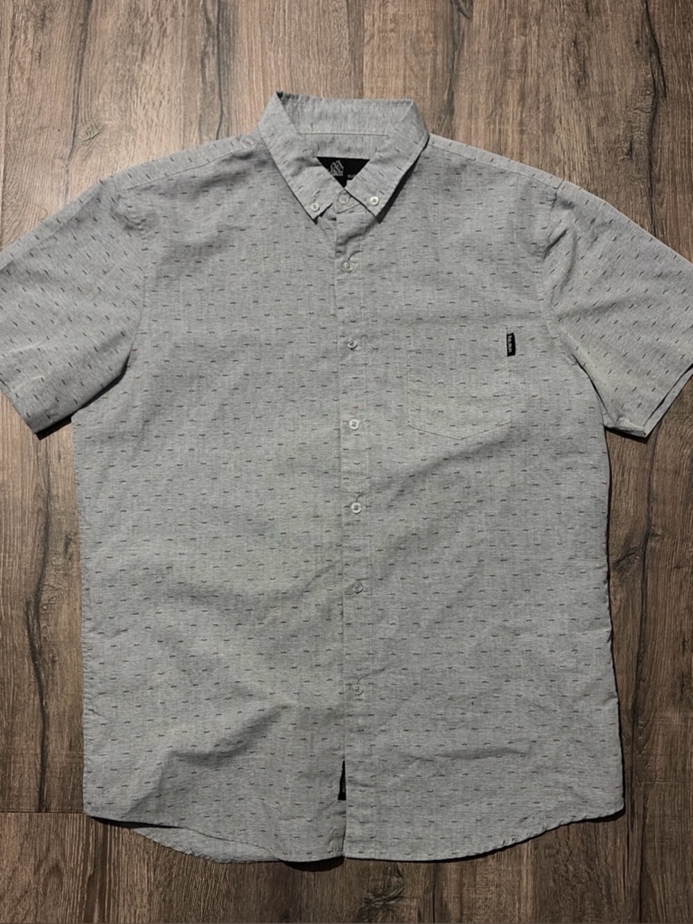 Molokai Surf Co Grey All Over Print Short Sleeve Button Down Shirt L